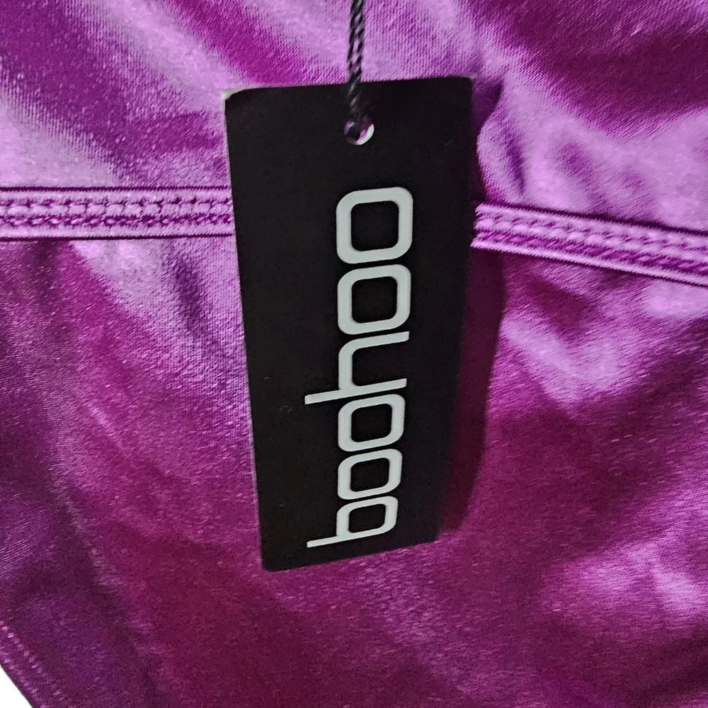 Boohoo women's purple satin high waisted brief size 16